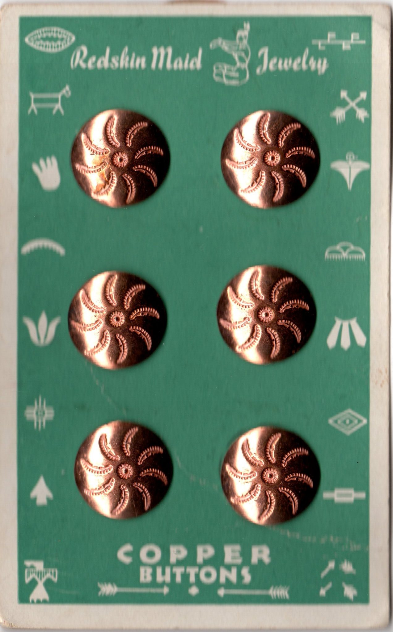 "Redskin Maid" copper buttons