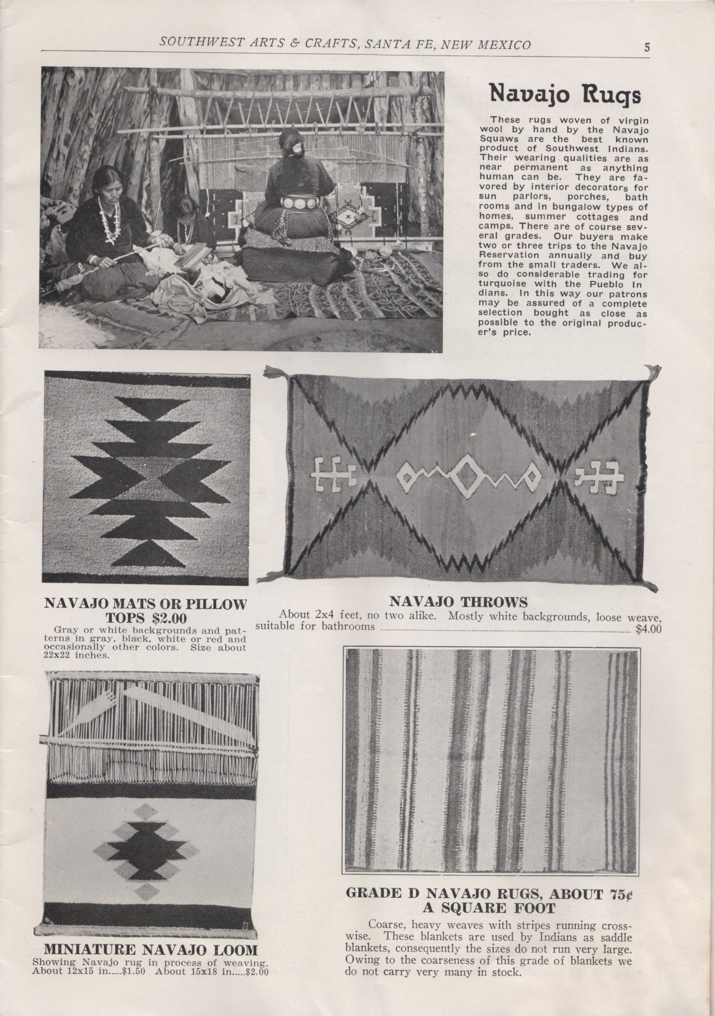 Julius Gans Southwest Arts & Crafts Navajo Rugs, Santa Fe, New Mexico