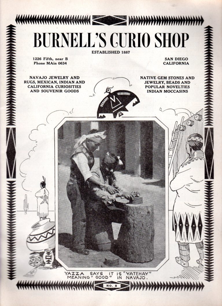 Burnell’s Curio Shop catalog featuring Fred Harvey Jewelry