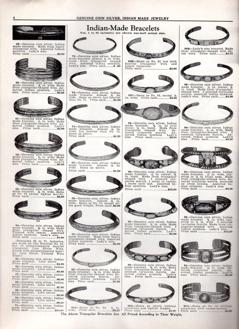 Burnell’s Curio Shop catalog featuring Fred Harvey Jewelry