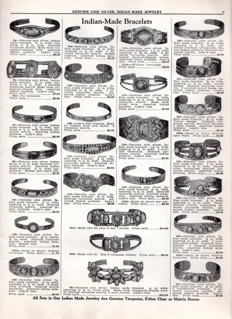 Burnell’s Curio Shop catalog featuring Fred Harvey Jewelry