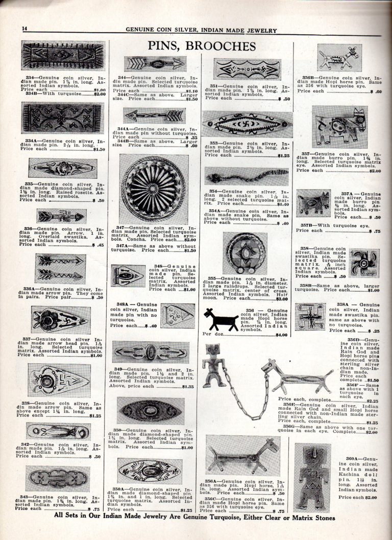 Burnell’s Curio Shop catalog featuring Fred Harvey Jewelry