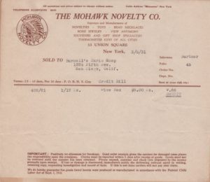 Mohawk Novelty Co. Letterhead