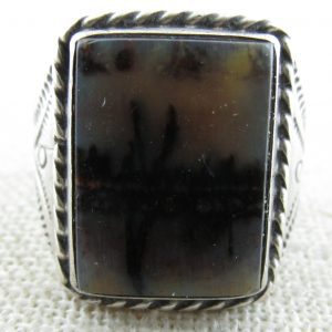 PICTURE AGATE Hand Stamped Fred Harvey Ring