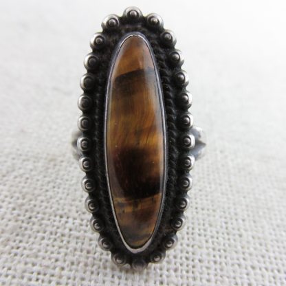 Tiger Eye and Sterling Silver Fred Harvey Ring