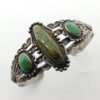 3 TURQUOISE STONE with Repousse Cones Sterling Silver Fred Harvey Bracelet