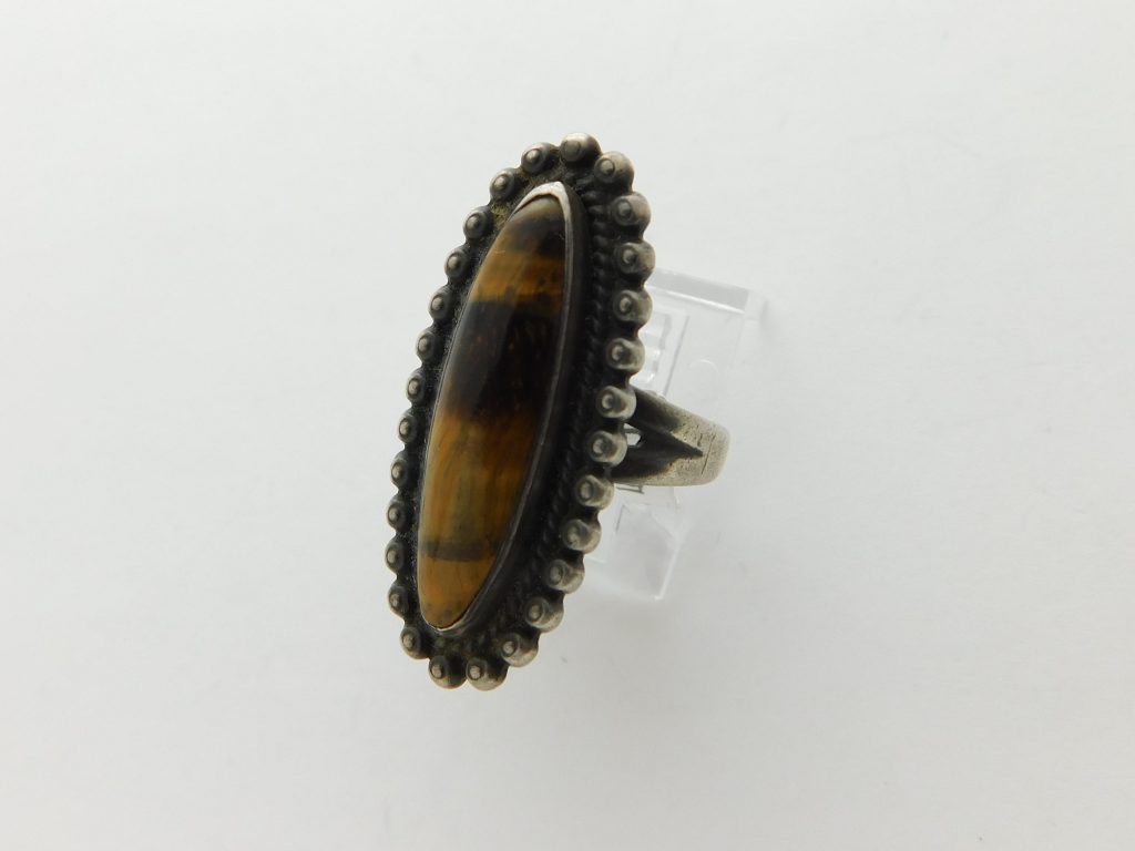 BELL TRADING CO. Tiger Eye and Sterling Silver Fred Harvey Ring