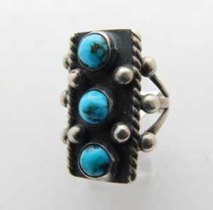 M. DUBOIS Navajo Fred Harvey Turquoise and Sterling Silver Ring
