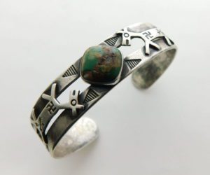 Fred Harvey Bracelet with Whirling Logs and Cerrillos Turquoise