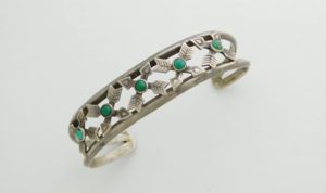 Fred Harvey 10 Arrow Sterling Silver and Natural Turquoise Bracelet