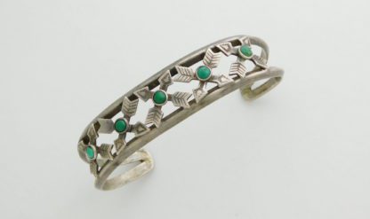 Fred Harvey 10 Arrow Sterling Silver and Natural Turquoise Bracelet