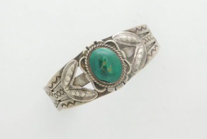 Fred Harvey Bracelet with Cerrillos Turquoise and repousse' accents