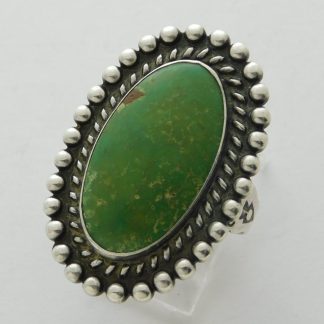 Cerrillos Turquoise and Sterling Silver Fred Harvey Ring