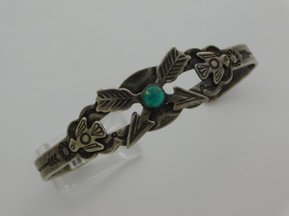 Fred Harvey Arrows, Crossed Arrows, and Thunderbird Cerrillos Turquoise Sterling Silver Bracelet