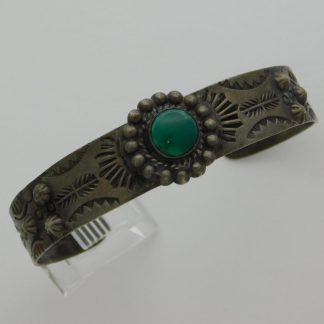 Fred Harvey Gila Monster, Zia, Thunderbird, Repousse' and Cerrrillos Turquoise Sterling Silver Bracelet