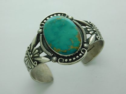 MAISEL'S FRED HARVEY Turquoise and Sterling Silver Bracelet with Arrows and Geometric Designs